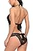 Avidlove Women V Halter Lingerie Lace Babydoll Mini Bodysuit One Piece Teddy Black M