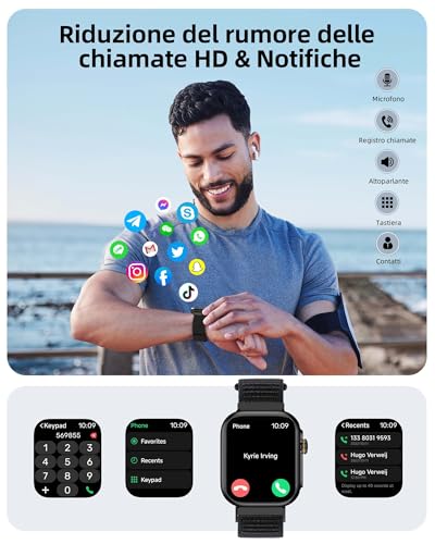 Parsonver Smartwatch for Men and Women with Integrated GPS, Bluetooth Calls | 30M Waterproof Smartwatch for Swimming, Fitness Tracker with Heart Rate, Sleep, Compatible Android iOS, Black