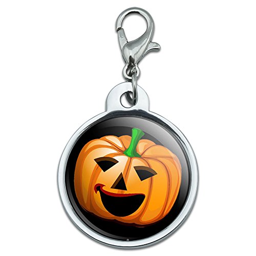 Chrome Plated Metal Small Pet ID Dog Cat Tag Holidays Christmas Halloween - Jack-o-lantern - Pumpkin - Halloween