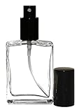 Riverrun Perfume/Cologne Atomizer, Flat Glass Bottle, Black Sprayer 1 oz 30ml (Set of 2)