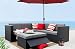 Baner Garden -BL 4 Pieces L Shaped Outdoor Furniture Patio Sectional Wicker Rattan Garden Corner Sofa Couch Set, Full, Black