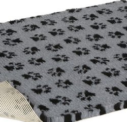 Vetbed Non-Slip Grey with Black Paw Print, 26 x 20-Inch