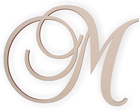 Wooden Letter M, Wooden Monogram Wall Hanging, Large Wooden Letters, Cursive Wood Letter