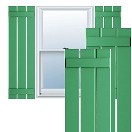 17 1/8"W x 69"H True Fit PVC, Three Board Spaced Board-n-Batten Shutters, Lilly…
