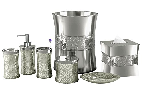 Nu Steel 7 Piece Mercury Glass Bathroom Accessory Set Patchwork Mercury Shiny Buy Online In Honduras At Honduras Desertcart Com Productid 18222339