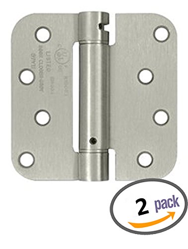 Dynasty Hardware 4" x 4" Mortise Spring Hinge with 5/8" Radius Corners, Satin Nickel - Pack Of 2 Hinges