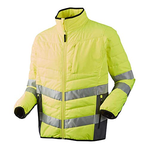 J.A.K. 111422907 Serie 11142 100% poliéster con membrana de TPU, chaqueta acolchada, EN 20471, clase 3, amarillo/gris, talla 4XL