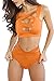 Prograce Women's Sexy Criss Cross High Waisted Bandage 2PCS Bikini Set, 2XL Orange