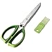 Xpener 5 Blades Herb Scissors with Cleaning Brush,Green