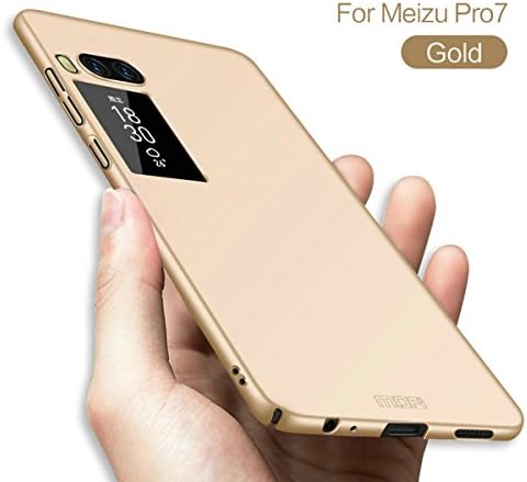 JMGoodstore case Compatible Meizu Pro 7,[Tempered Glass Screen Protector],Slim Fit Skin with Matte Finish Coating Anti-fingerprint Fully Protective Hard Shell(Gold)