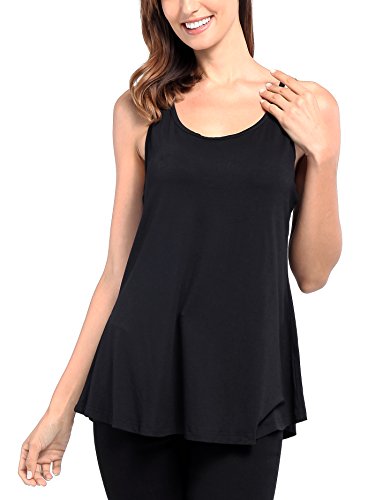 Helloacc Women Tank Tops Loose Fit,Round Neck Summer Activewear Tank Tops No Built in Bra Modern Spaghetti Strap Tunics Casual Loose Tank Tops for Women Ladies Tunic Tops Petite Size Black M