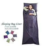 Cotton Sleeping Bag Liner Travel and Camping Sheet Lightweight Warm Roomy Compact Sleep Bag And Sack with Pillow Cover Soft for Hotel, Youth Hostels, Picnic,Hiking,Climbing 82.7 X 45 Inch,Dark Blue
