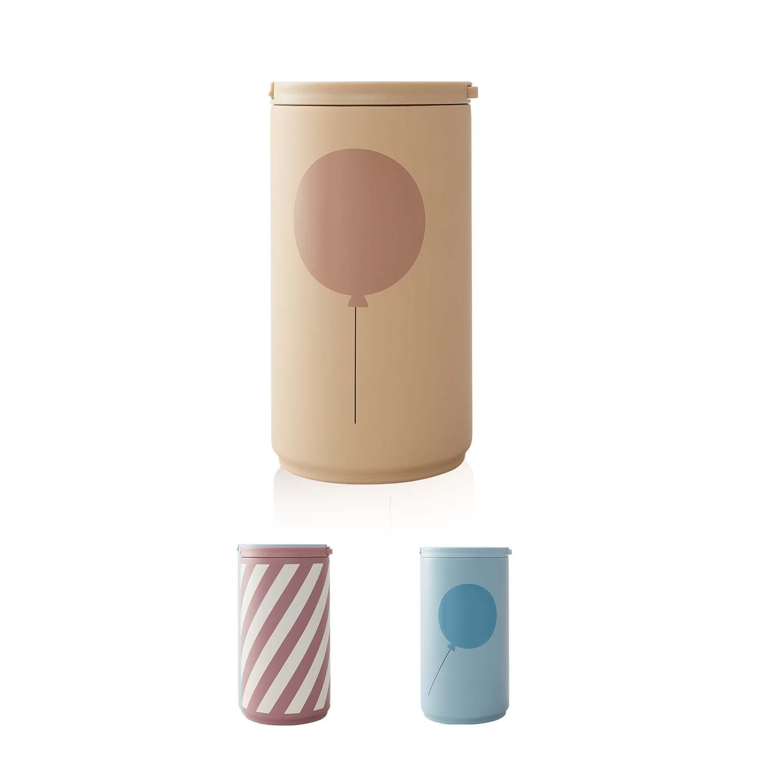 Design Letters Kids Leak-Proof Thermo Cup Beige (350 ml) | Reusable Kids Thermo Coffee Mug with Unique Open/Close Function | Safe Travel Gear to Hold hot Drinks | BPA & BPS-Free | Dishwasher Safe