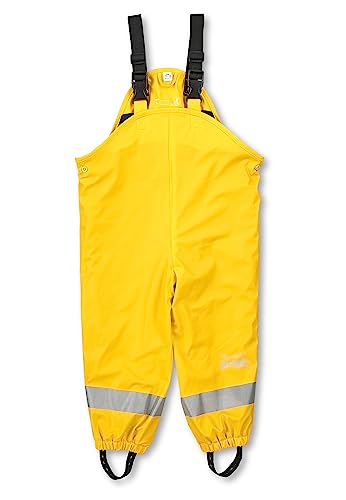 Sterntaler Regenhose gefüttert uni - Kinder Regenhose wasserdicht - Unisex Matsch- und Buddelhose mit verschweißten Nähten und elastischen Hosenträgern - Regenbekleidung warm - mattgelb, Größe 86