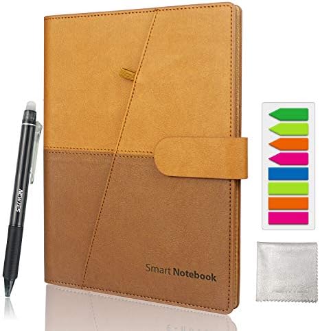 Homestec スマートノート 消せる機能のノート システム手帳 A5 革 スケジュール帳 手帳 バインダー 可愛い 文房具 オフィス用品 シンプル おしゃれ メモ帳 リングタイプ 17mm リング カードホルダー ペンホルダー ブラウン