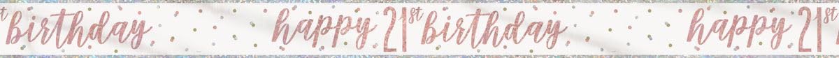 Stunning Rose Gold Happy 21st Birthday Glitz Foil Banner (274cm) - Dazzling Party Decor for a Memorable Milestone - 1 Pc