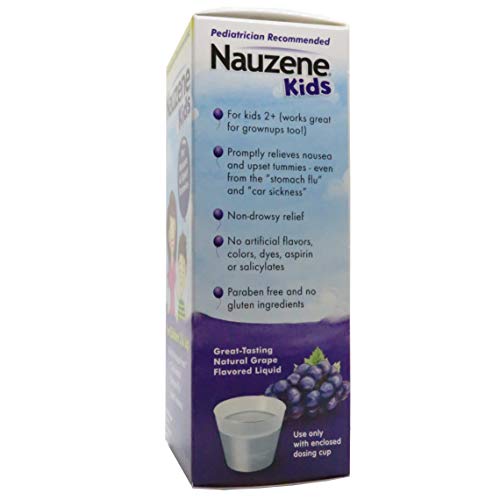 Nauzene Kids Upset Stomach & Nausea Relief Liquid Grape 4 Ounce, Dye