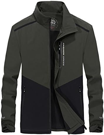 Earth Window Mens Casual Jacket Outdoor Sportswear Waterproof Lightweight Bomber Windbreaker Jackets and Coats (Army Green,L)