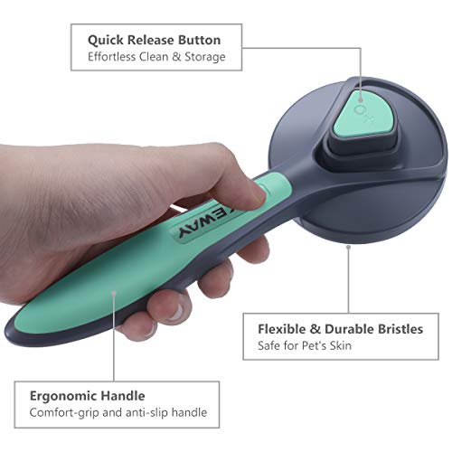 SIWA MARY Dog Brush & Cat Brush Pet Grooming Comb Slicker Self Cleaning Brush Removing Shedding Tool for Long Hair & Short Hair Dogs and Cats (Mint Green)
