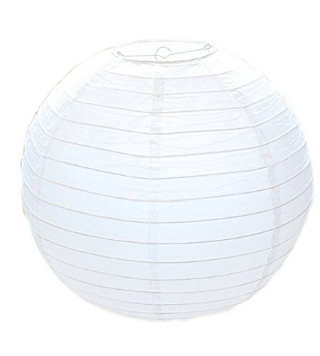Runde Papierlaterne im Bambusstil, gerippt, 30 cm, weiß: Amazon.de