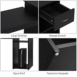 Topeakmart Small White Computer Desk with Drawers