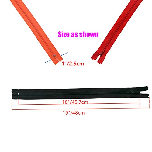 YAKA 60 Pack of 18 inch Mix Nylon Coil Zippers Bulk - Supplies Zippers for Tailor Sewing Crafts (20 Color) (18 inch-Pack of 60pcs)