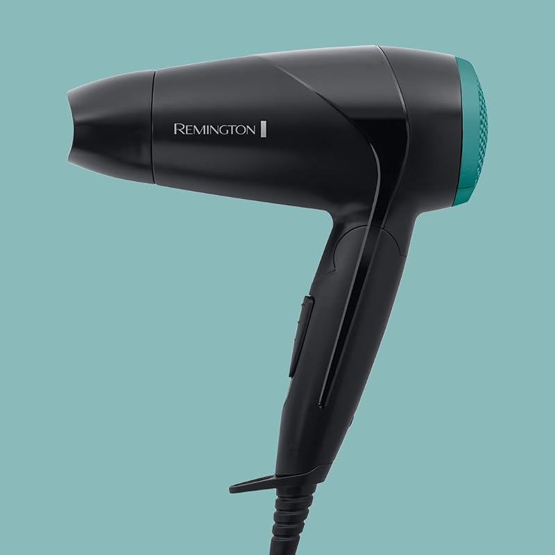Haartrockner [klein & klappbar & leistungsstark] On The Go (2000 W, weltweite Spannungsanpassung 120/220-240V, Stylingdüse & Diffusor, 2 Kombi-Heiz- & Gebläsestufen) Reisehaartrockner D1500