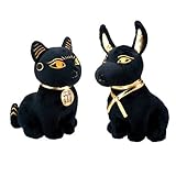 Bundle Deal.Large Size Egyptian Plush Black & Golden Bastet Cat & Anubis Stuffed Animal.Soft Cuddly