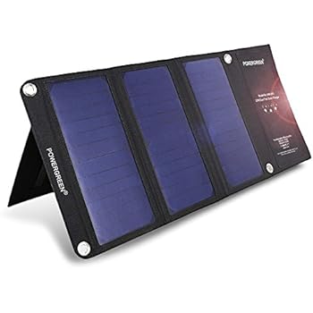 Solar Charger,PowerGreen 21W Folding Solar Panel Charger with Dual USB Ports for All 5V Digital Cell Phones,Emergency Camping&Hiking