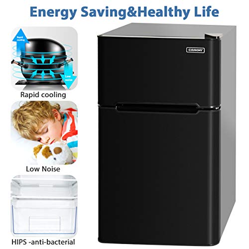 Euhomy Mini Fridge with Freezer, 3.2 Cu.Ft Mini refrigerator with
