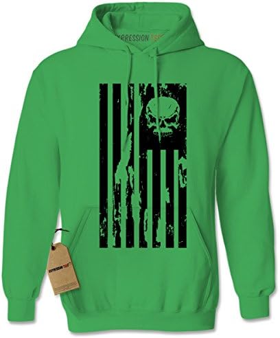 Hoodie Flag Skull Adult X-Large Kelly Green