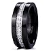 King Will GEM Mens 8mm Black Polished Finish Tungsten Carbide Ring Cubic Zircon Stones Flat Style/Beveled Edge