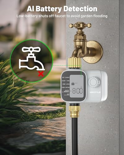 [2026 All-New] Water Timer, Unistyle Hose Timer for Sprinkler Irrigation, Brass Inlet, Automatic Watering System for lawn & Garden Plants, Auto/Manual/Delay Modes, Easy to Set up, Precise Control