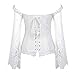 lttcbro Women's Sexy Gothic Victorian Corset Vintage Lace up Bustier White 2XL