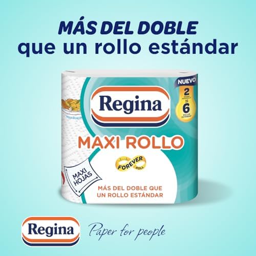 Maxi Rollo Papel de Cocina - Paquete de 2 Rollos, 100 Maxi Hojas Decoradas de 2 Capas, Equivalente a 6 Rollos Estándar, Extra Absorbentes, Envase de Papel Reciclable, 100% Certificado FSC
