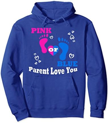 Unisex Funny Pink Or Blue Parent Love You Hoodie Baby Gender Reveal Large Royal Blue