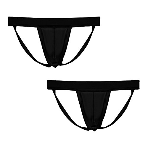 Summer Code Men's Athletic Supporter Performance Jockstrap Elastic Waistband Underwear (X-Large, 2-Pack Black)