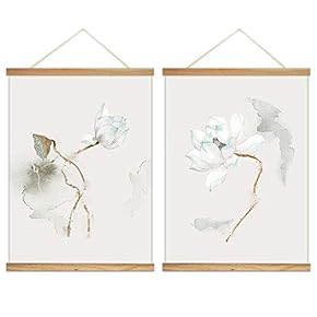 2 Panel Hanging Poster with Wood Frames Ink...