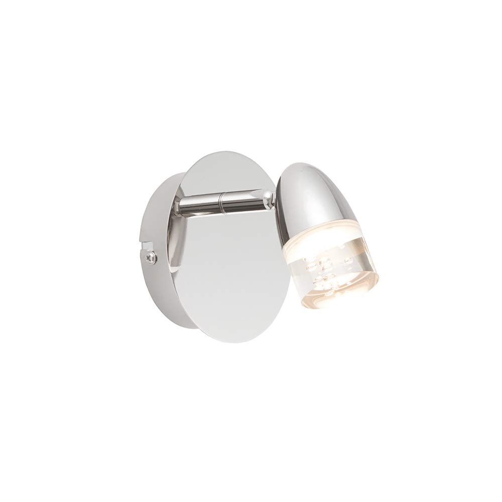 National Lighting Denver Modern Single LED Ceiling/Wall Spotlight Bright Nickel Finish with Bubble Effect Shade - Warm White 3000K