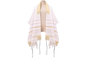 YZSSKU Tallit Prayer Shawl Set with Menorah Design, White and Blue, White, Blue,glod, Uniform size
