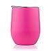 DOKIO 12 oz Pink Sippy Wine Glass Bridesmaid Cup Tumbler Mug Stemless Stainless Steel Double Wall Vacuum Insulated With Crystal Clear Lid For Ice Hot Drink Coffee Champagne Cocktails