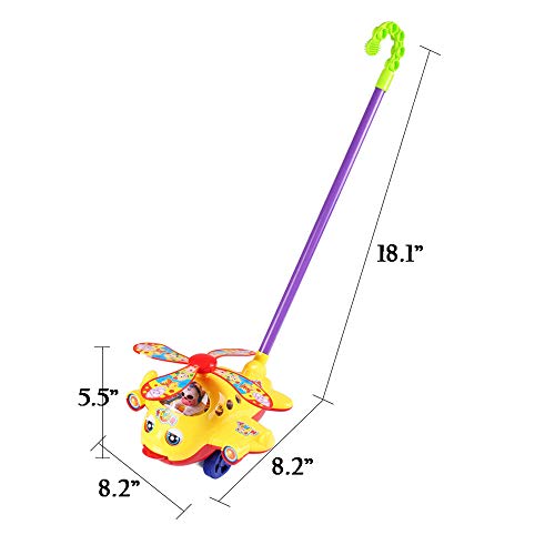 O-Toys Baby Push and Pull Toy Funny Aircraft Push Walker for Kids Toddlers Infants Trolley Early Education Learning Walking Toys Boys Girls 12 Months to 4 Years