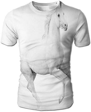 Edgar John White Stallion Running Horse Gallop Motion Speed Equestrian Men's Short Sleeve Tshirt XXL