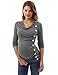 PattyBoutik Mama Cowl Neck Buttons Maternity Tunic Top (Heather Gray Medium)