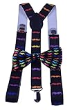 BODY STRENTH Adjustable Suspenders&Bow Tie Set Strong Clips Y-Shape