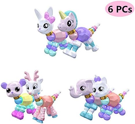 HYH Magic Animal Twist Bracelet 6 Pcs Cute Transformable Collectible Twisty Pets Bracelet Children's Pre-Kindergarten Magical Animal Twist Bracelet DIY Toys Set, Birthday for Kids, Girls