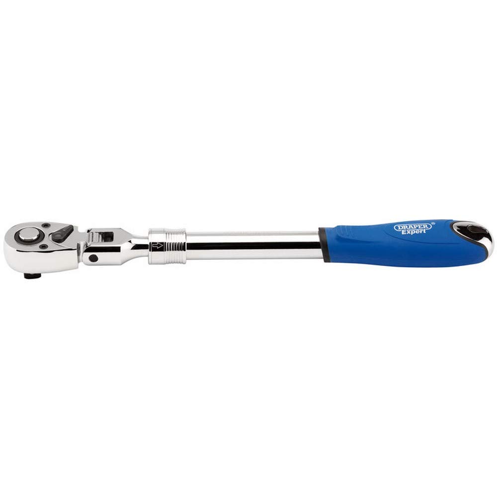 Draper 26817 1/2-Inch Square Drive 72 Tooth Flexible Head Extending Reversible Ratchet, Blue