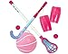 Sophia's Complete Lacrosse, Field Hockey, Soccer, & Basketball Sports Equipment Playset with Turf Mat & Goal for 18” Dolls, Pink/Green