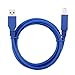 Bluwee USB 3.0 Cable - Type A-Male to Type B-Male - 2 Feet (0.6 Meters) - Round Blue