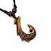 Lemu Jewelry Adjustable Brown Hawaiian Fish Hook Pendant Hemp Cord Chain - Maori Tribal Necklace